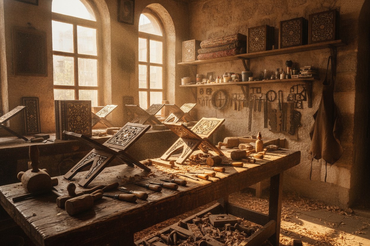 Sedefhân atölyesinin çalışma tezgâhı